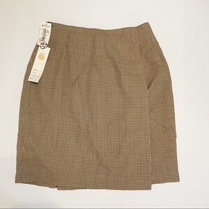 Vintage Ellen Tracy 100% Wool New Old Stock Skirt Wrap Style Brown Size 8